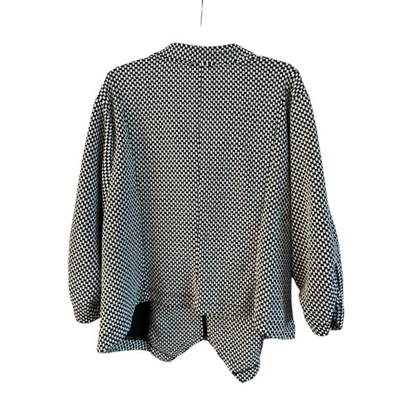 Torrid Jacket Womens 4 Black White Checkered Mandarin Collar Full Zip 3/4 Sleeve - Picture 2 of 6